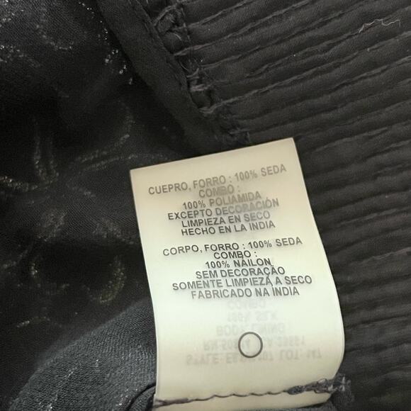 Elie Tahari Navy Silver Floral Lace Sheer Organza Silk Bomber Jacket Size Medium - Picture 10 of 12